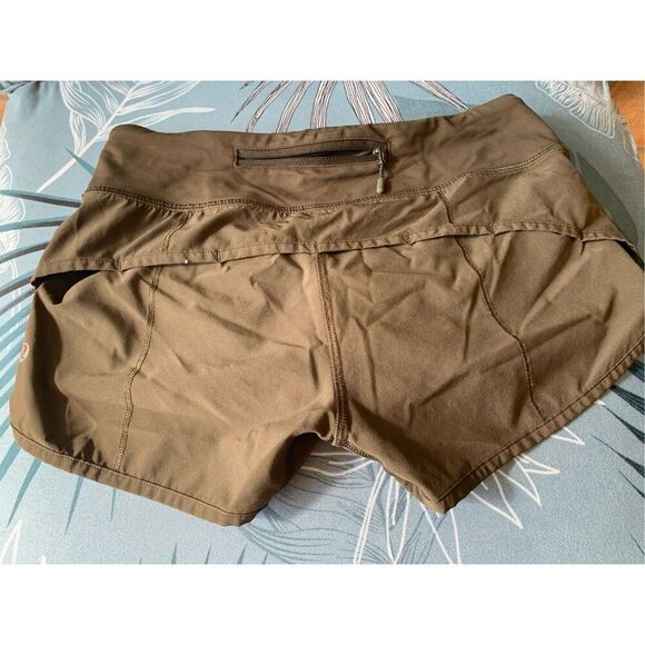 Lululemon SPEED olive green Lined Run Gym yoga SHORTS sz 2 - Picture 3 of 6